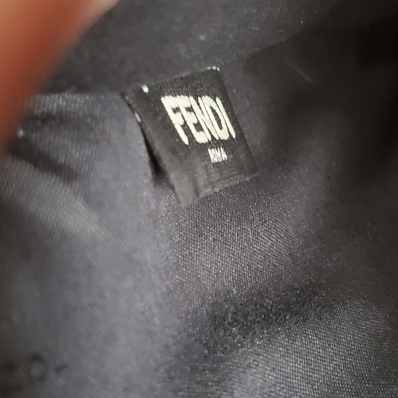 Fendi Black Leather Mink-Trimmed Silver Studded Karlito Pouch - Picture 11 of 12